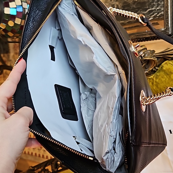 Coach Black Turnlock Chain Tote Shoulder Bag - Picture 7 of 10